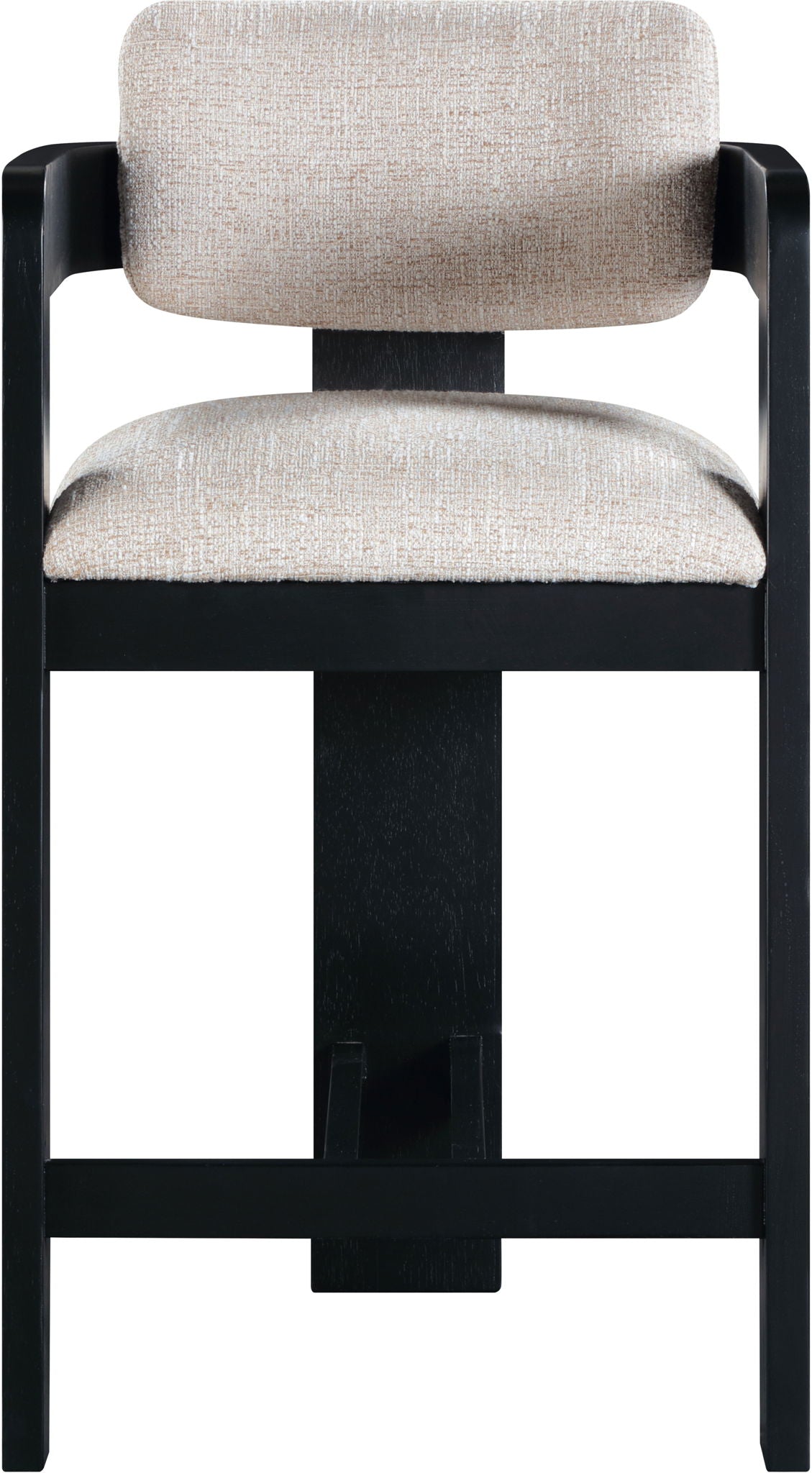 Sacha - Linen Stool With Black Base