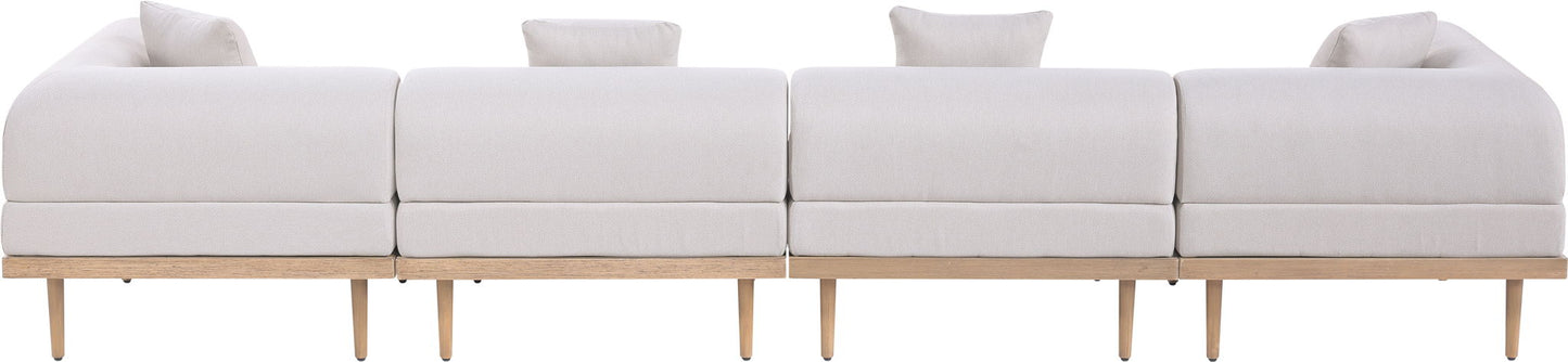 Laguna - 4 Piece Resilient Water Resistant Fabric 142" Upholstered Outdoor Patio Modular Sofa