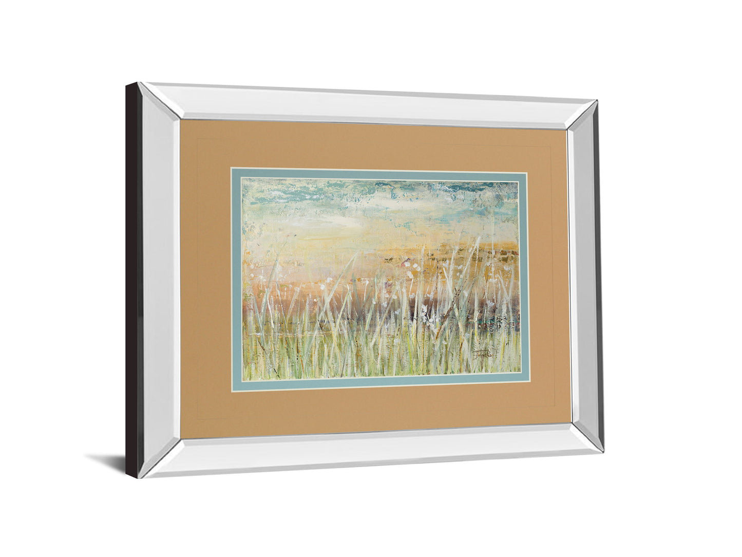 Muted Grass By Patricia Pinto - Mirror Framed Print Wall Art - Light Brown