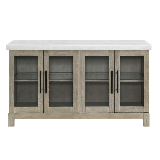 Csrena - Lighted White Marble Sideboard - Brown