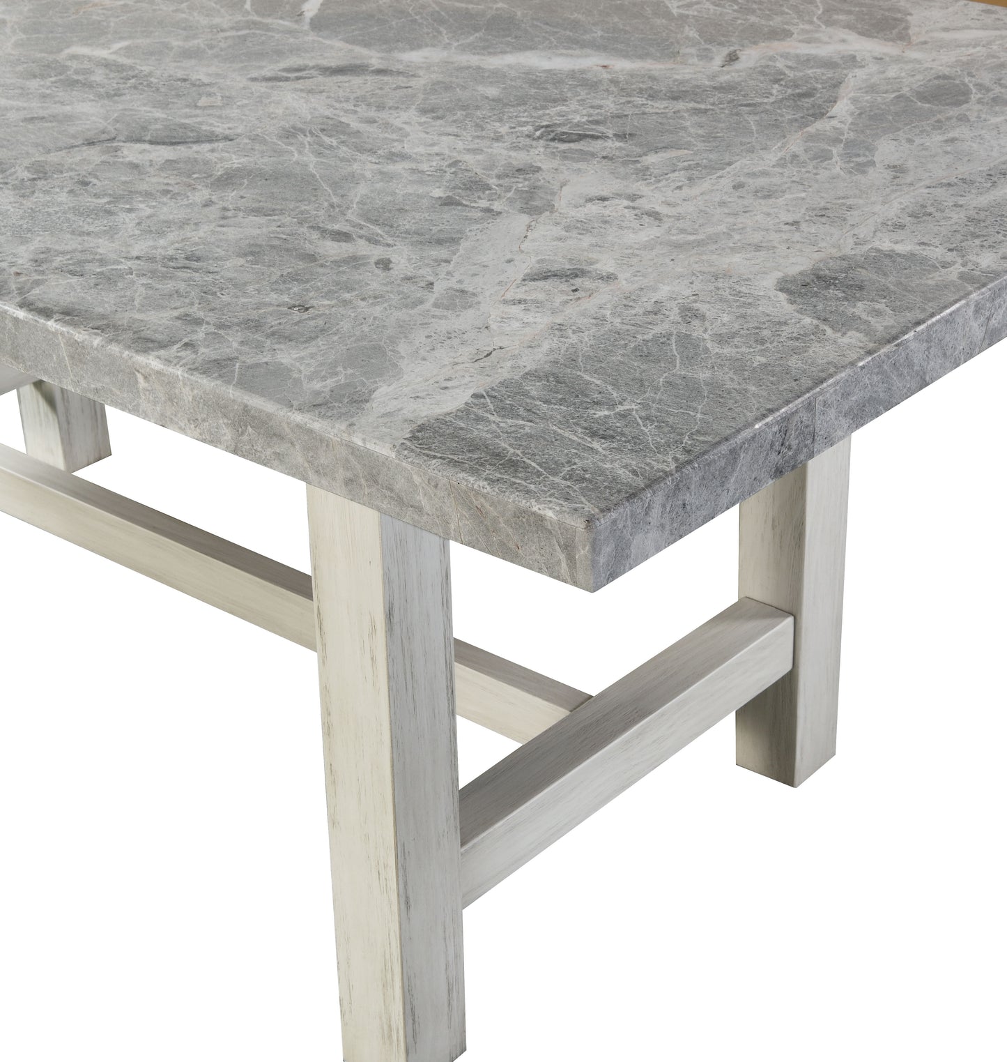 Canova - Gray Marble Top Dining - White