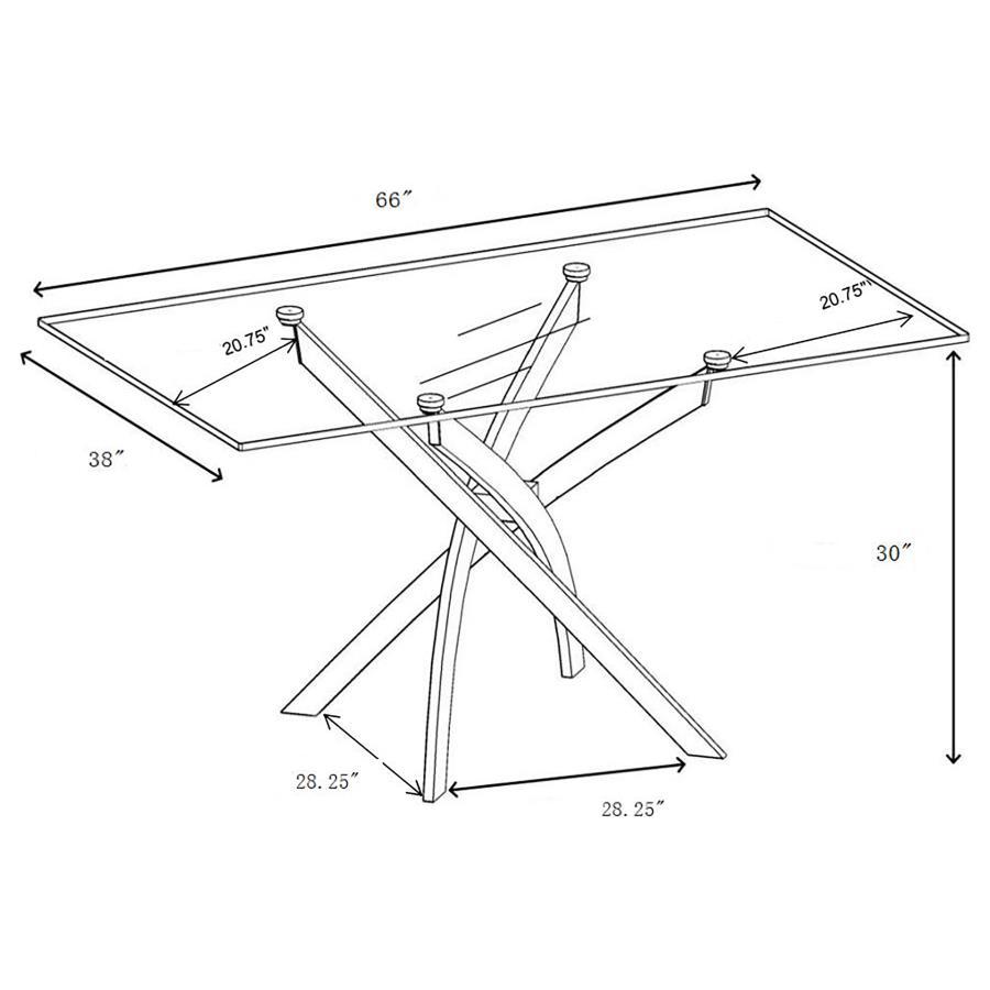 Carmelo - Rectangular Glass Top Dining Table - Chrome