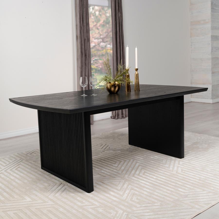 Brookmead - Mesa de comedor rectangular con hoja extensible extraíble de 18" - Negro