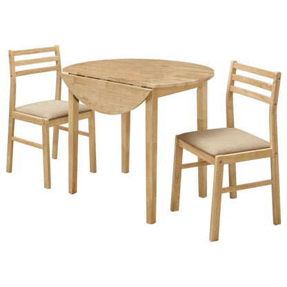 Bucknell - 3 Piece Round Drop Leaf Dining Table Set