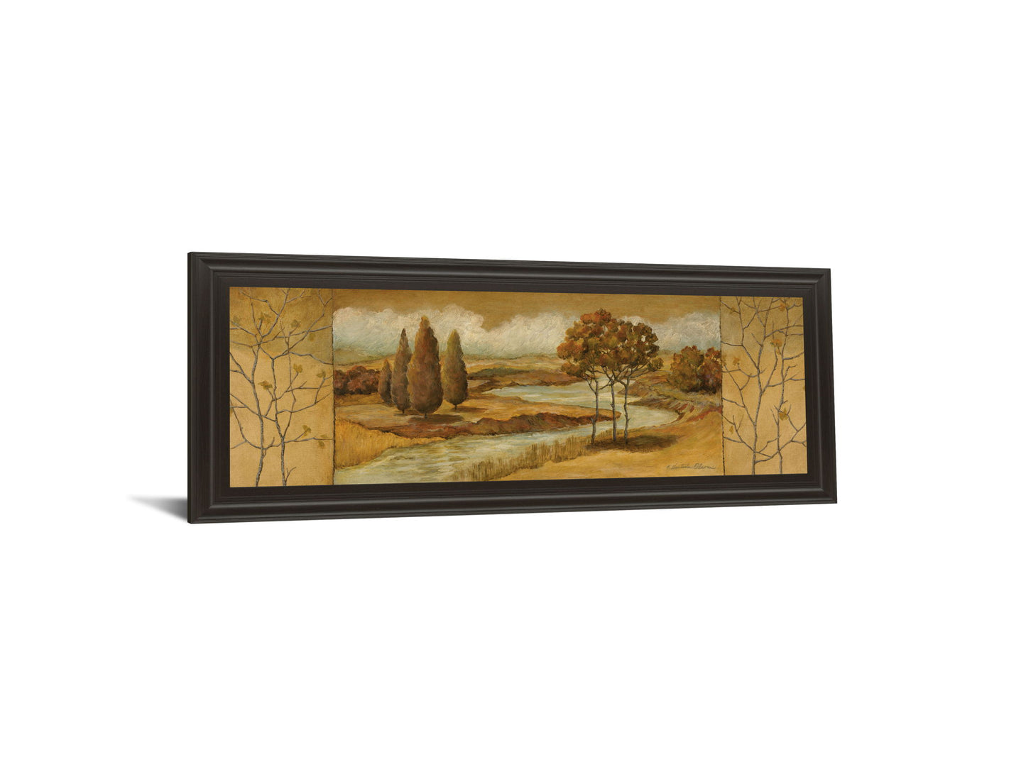 River Scene I - Framed Print Wall Art - Light Brown