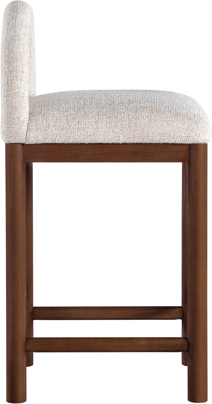 Conrad - Linen Counter Stool With Brown Legs