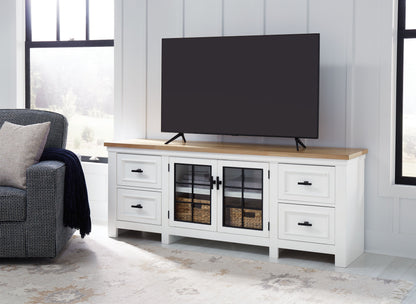 Ashbryn - Blanco / Natural - Mueble TV Extra Grande