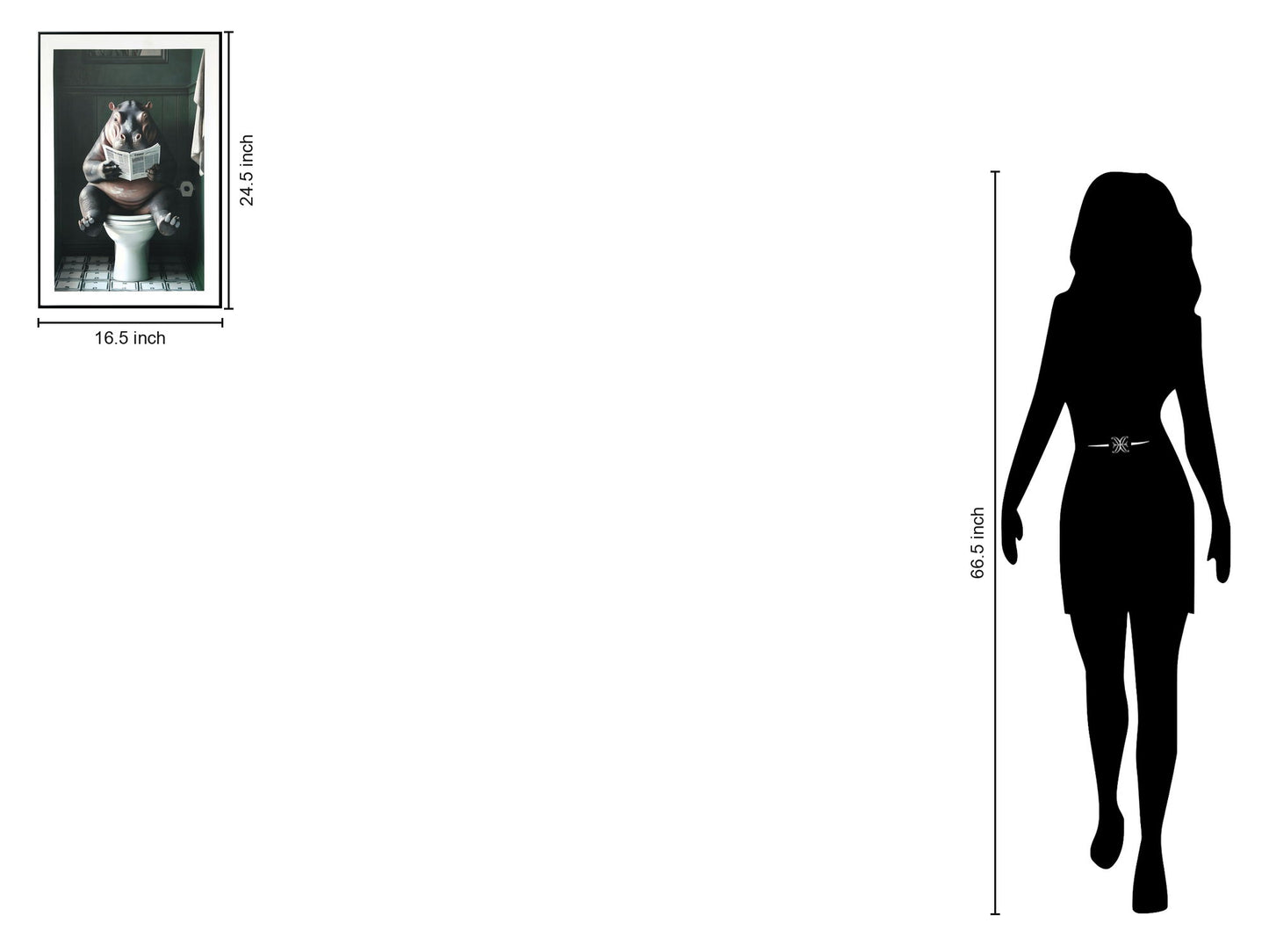 "Quirky Hippo" Hand-Embellished Canvas In Frame - Green / Gray