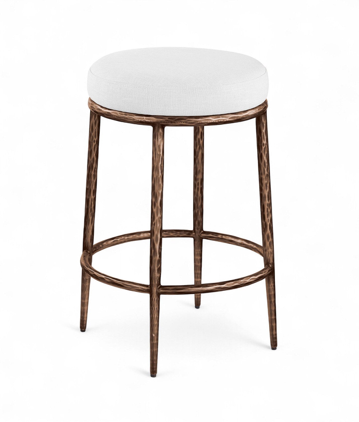 Ferro - Upholstered Backless Counter Stool With Brushed Bronze Base