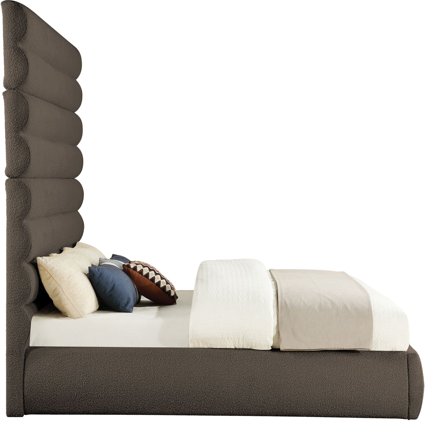 Adam - Boucle Fabric Bed With 89" Headboard