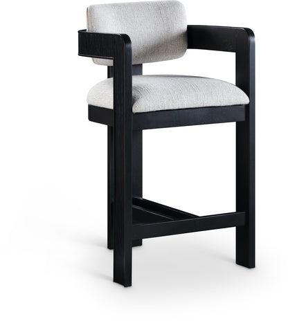 Sacha - Linen Stool With Black Base