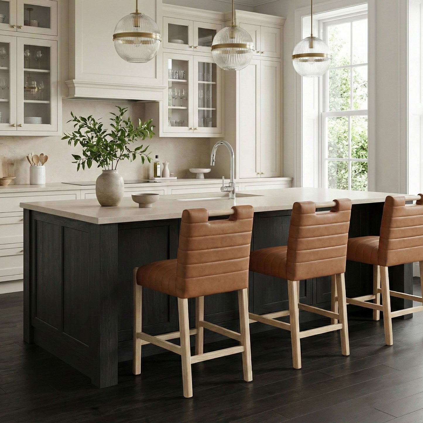 Aimee - Counter Stool - Light Brown Legs