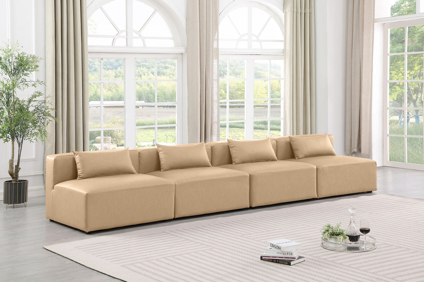 Cube - Modular 4 Piece Armless Sofa - Tan