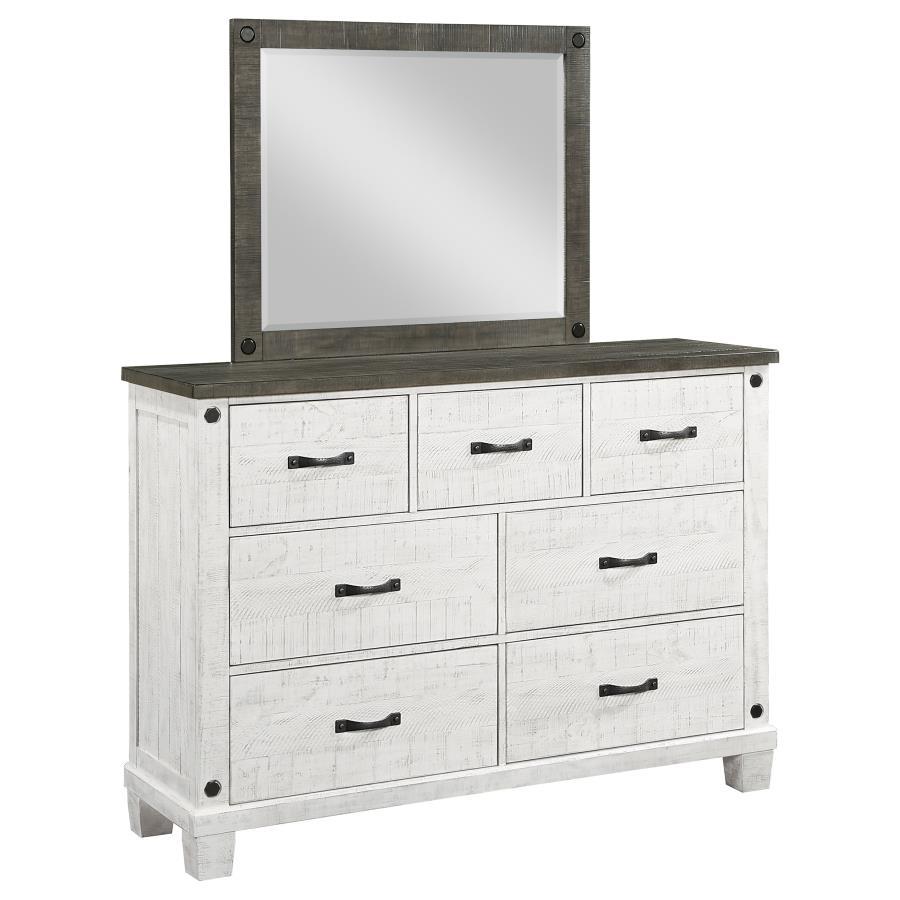 Lilith - 7-Drawer Dresser With Mirror - Distressed White