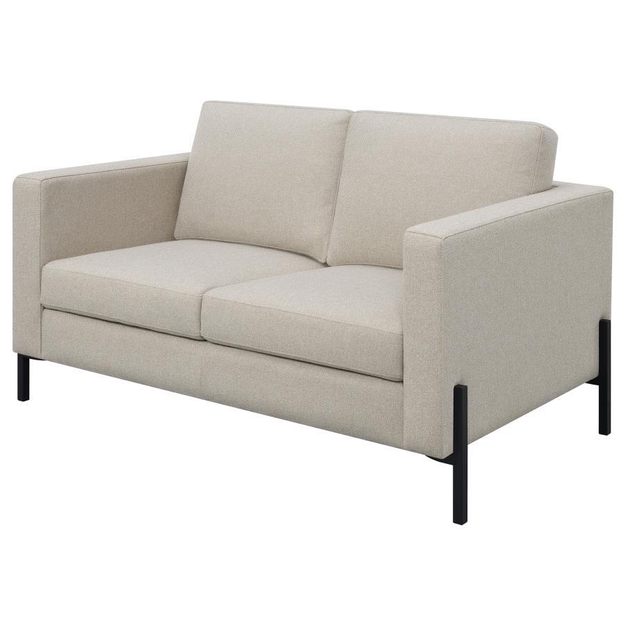 Tilly - Loveseat tapizado con brazos en riel - Avena