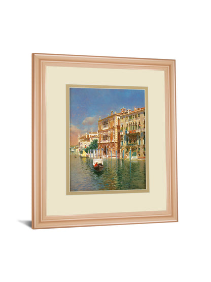 The Grand Canal, Venice By Rubens Santora - Framed Print Wall Art - Beige