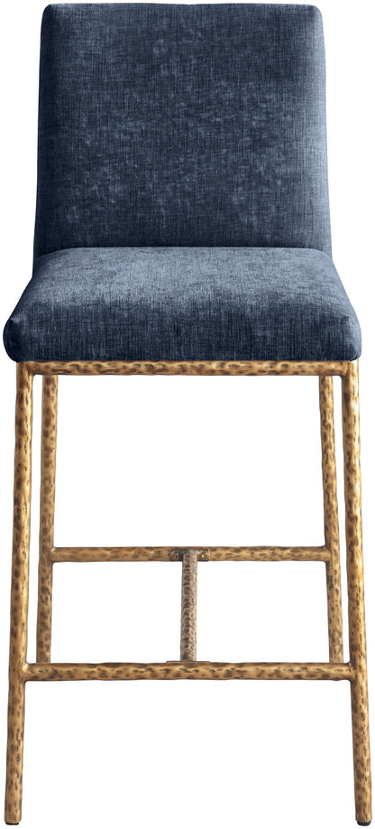 Reeves - Chenille Fabric Upholstered Counter Stool (Set of 2) - Gold Base
