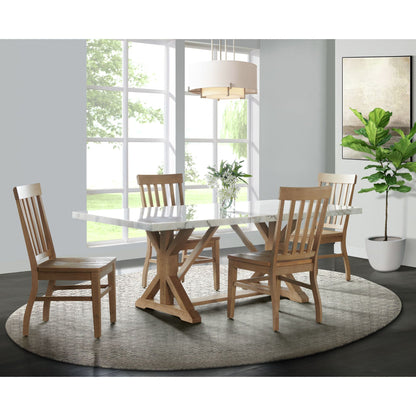 Lakeview - Juego de comedor rectangular de 5 piezas, mesa y cuatro sillas - Blanco