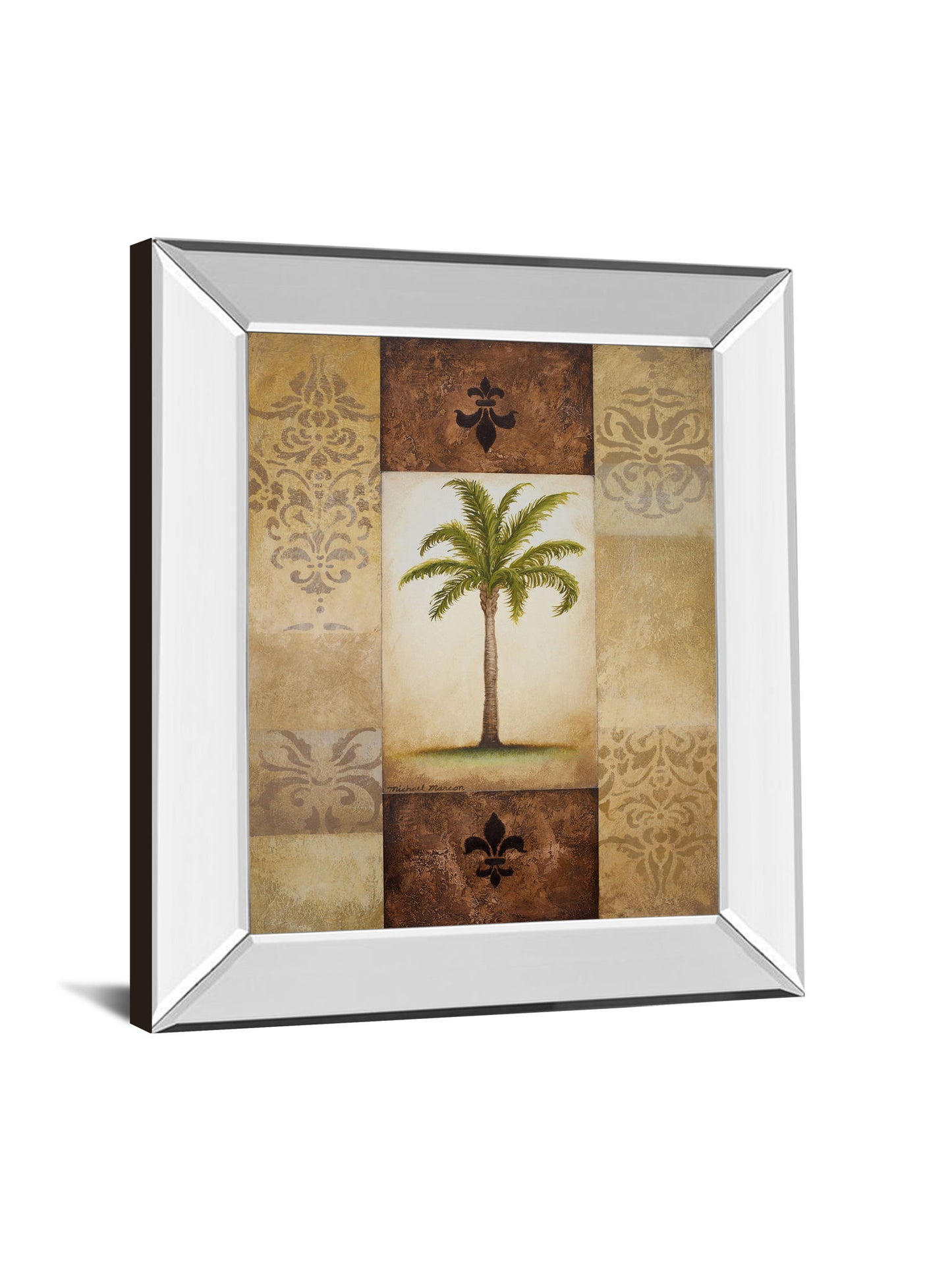 Fantasy Palm I By Michael Marcon - Mirror Framed Print Wall Art - Light Brown