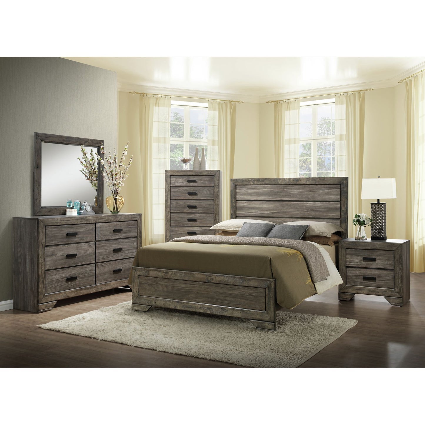 Nathan - Dresser & Mirror Set - Gray Oak