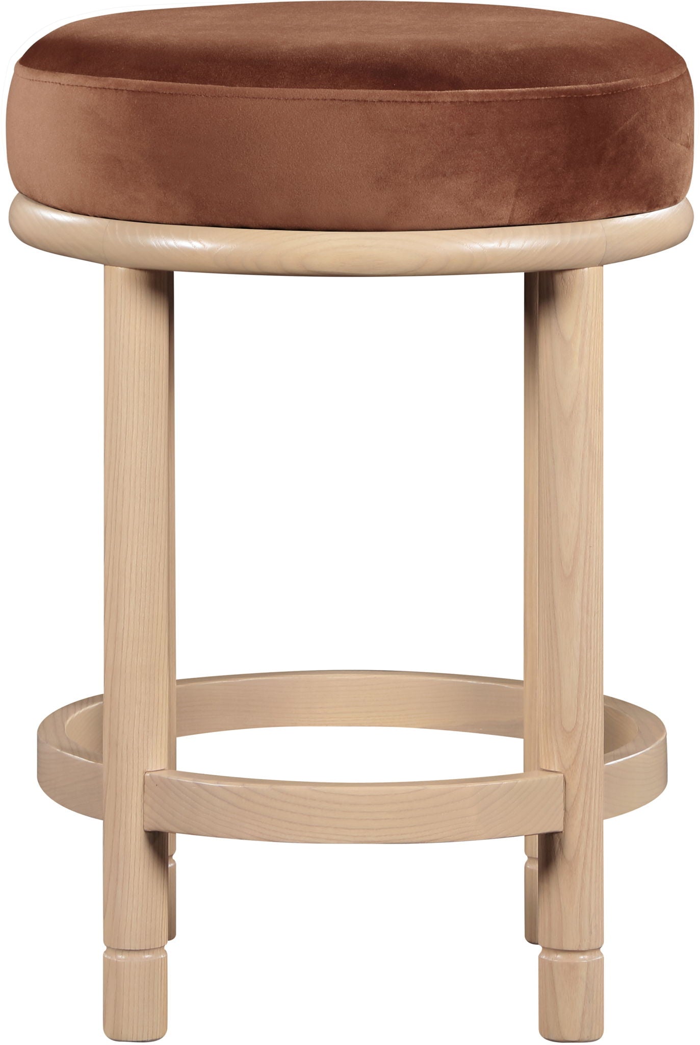 Monette - Counter Stool With Natural Base - Cognac