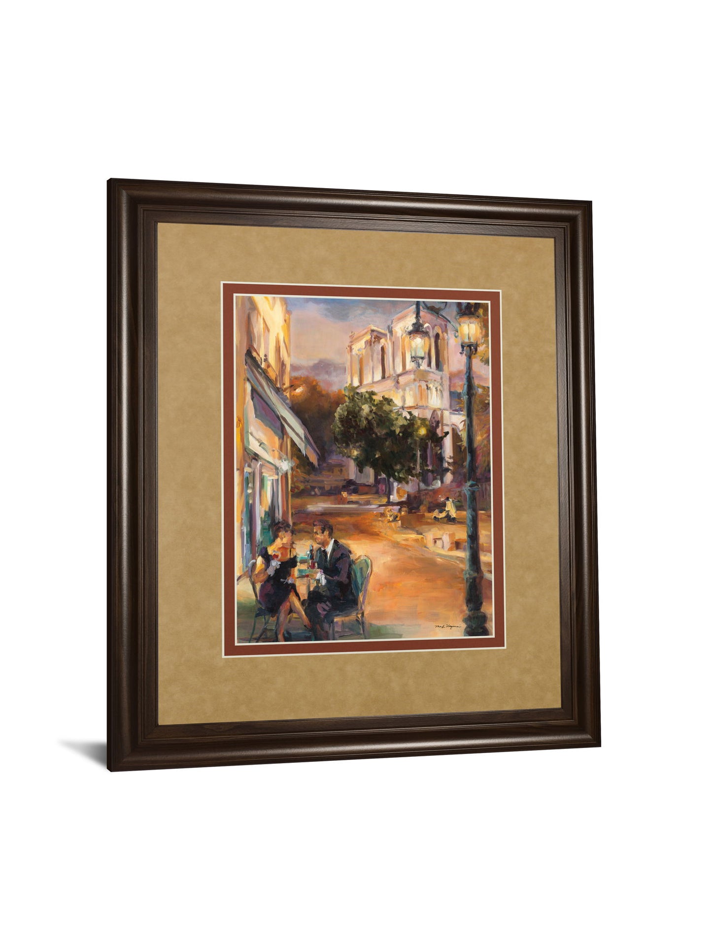 Twilight Time In Paris By Marilyn Hageman - Framed Print Wall Art - Light Brown