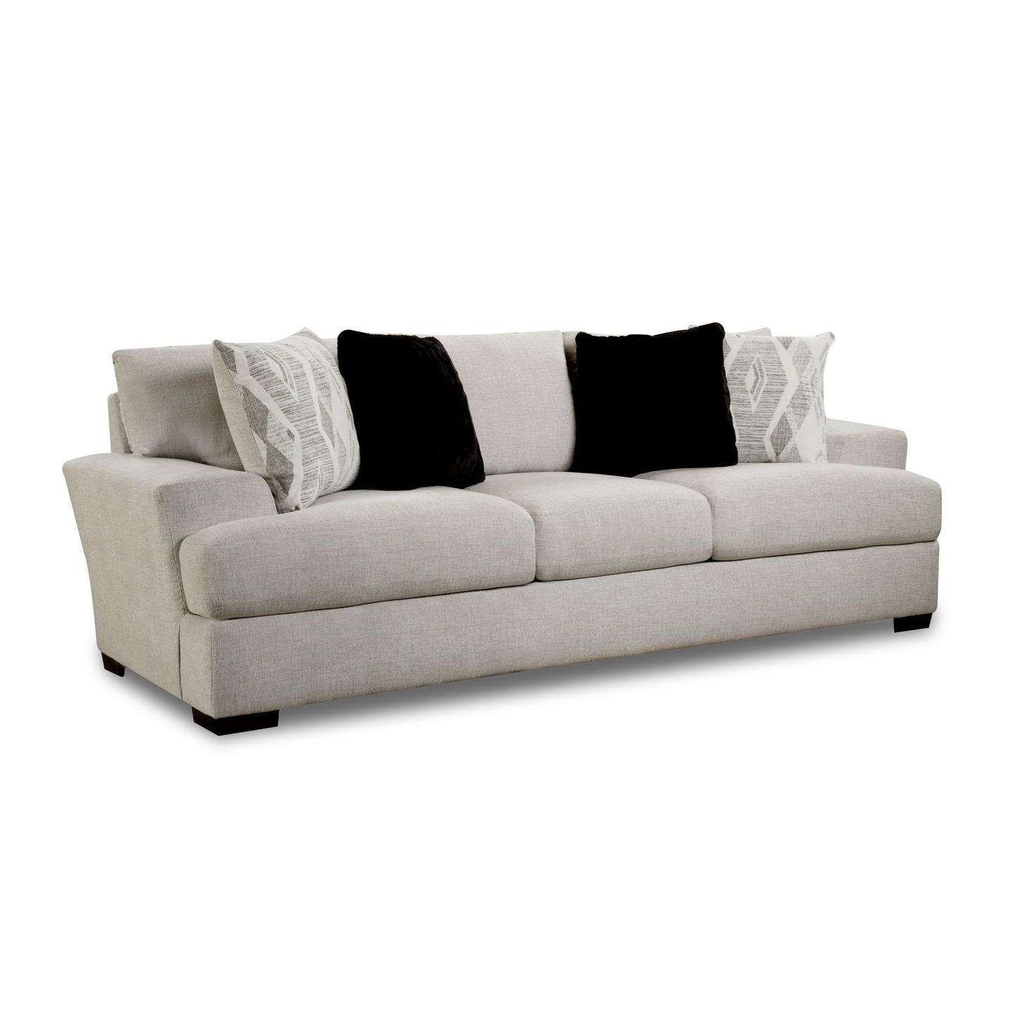 Style Line 9010 - Sofa - Fentasy Silver With 2 Pillows Naples Black, 2 Pillows Exotica Birch