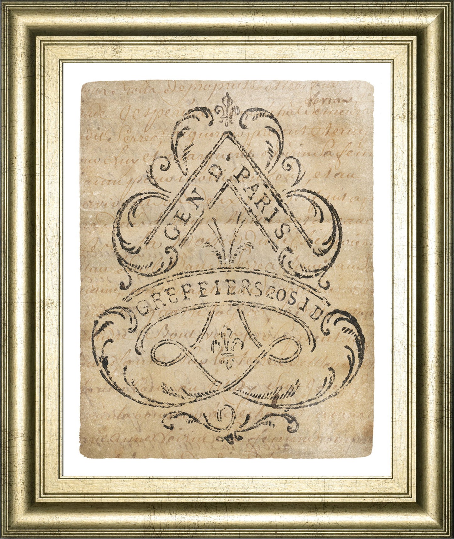 Letter Crest I Vintage V2 By Wild Apple Portfolio - Framed Print Wall Art - Beige