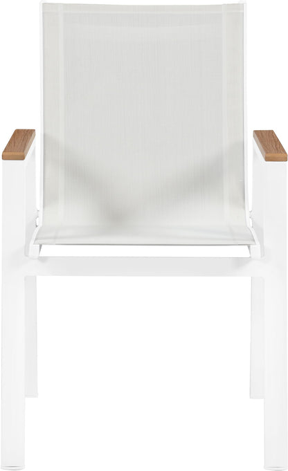 Nizuc - Outdoor Patio Dining Arm Chair With White Frame And Natural Arms (Set of 2)
