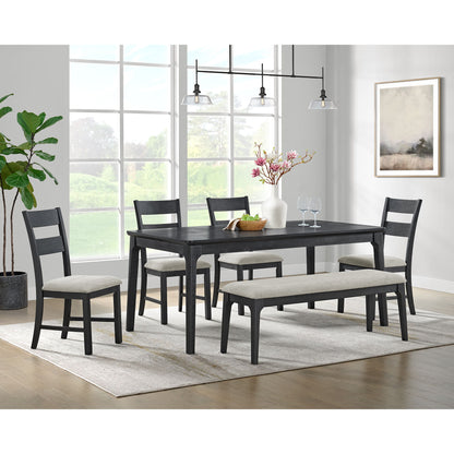 Garcia - 6 Piece Dining Set With Table, 4 Chairs, And Bench - Black