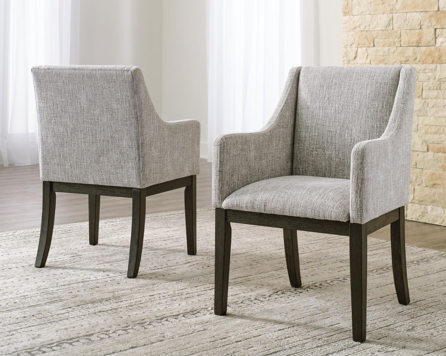 Burkhaus - Beige / Marrón oscuro - Sillón de comedor Uph (juego de 2)