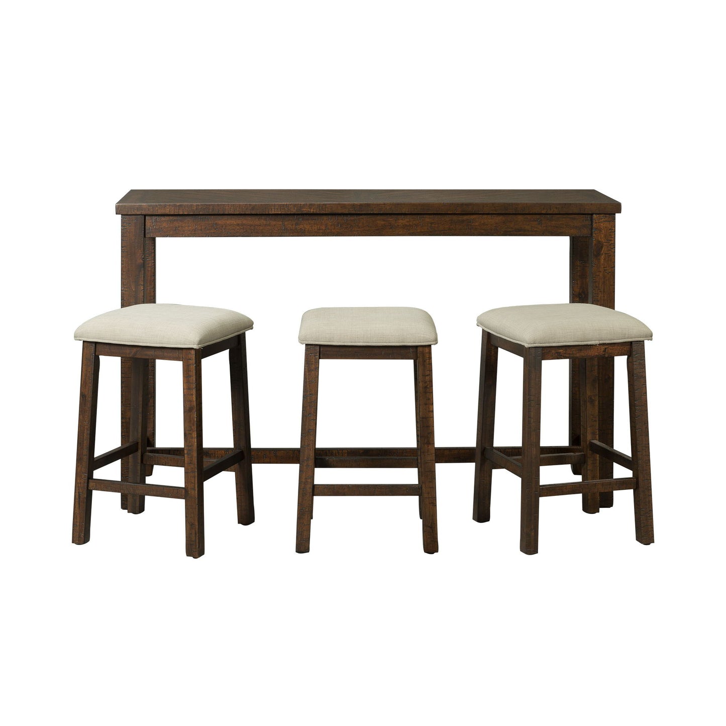 Jax - Paquete individual de mesa de bar (mesa + tres taburetes) - Nogal oscuro