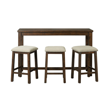 Jax - Paquete individual de mesa de bar (mesa + tres taburetes) - Nogal oscuro