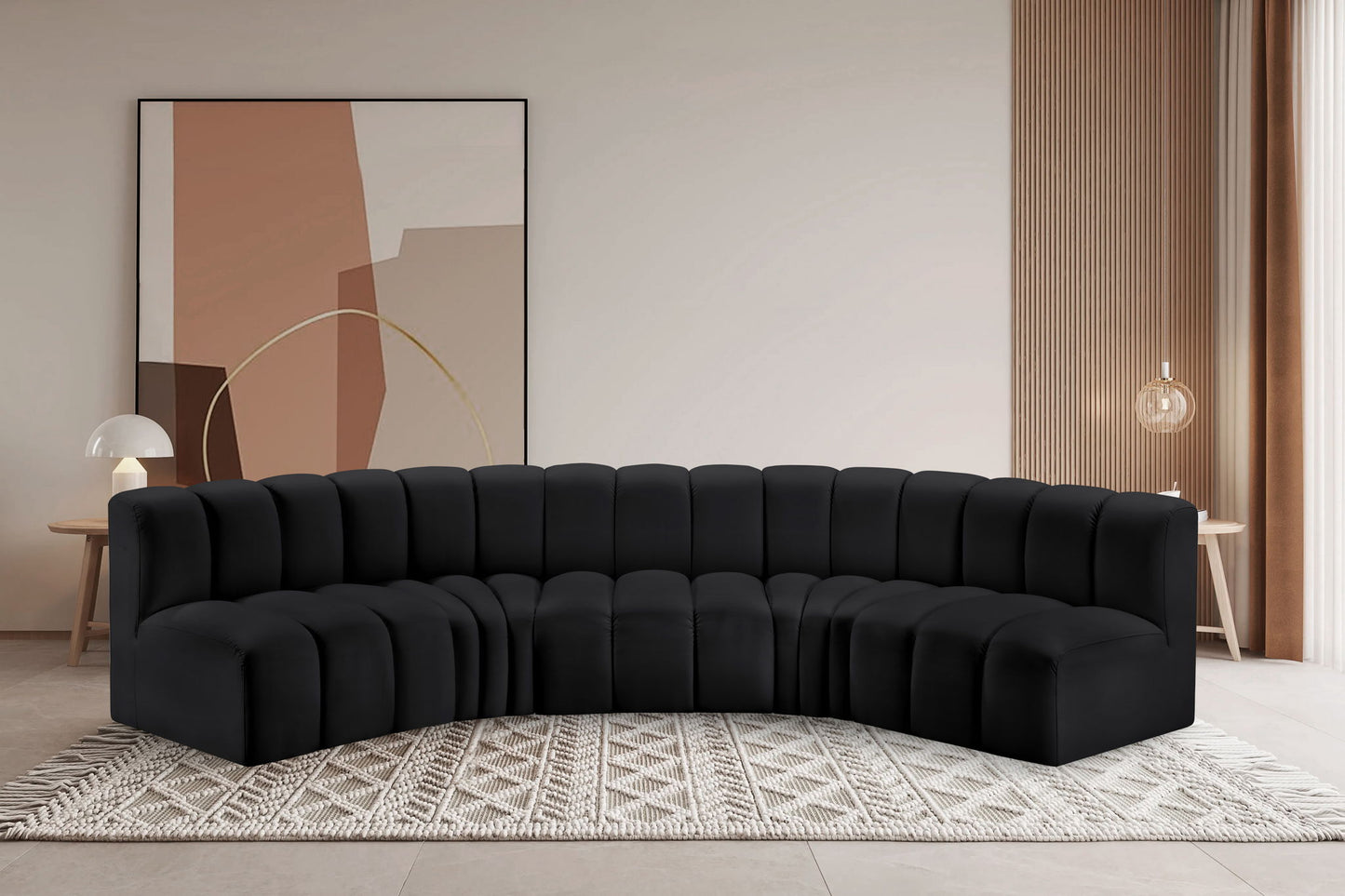 Arc - Faux Leather 5 Piece U-Shaped Modular Sofa