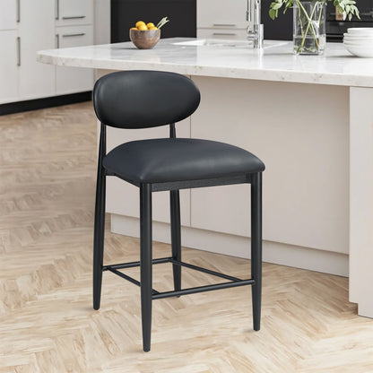 Riccio - Faux Leather Stool - Black Frame