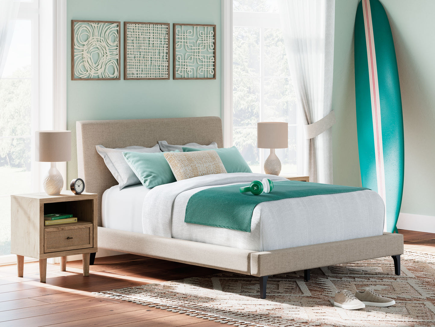 Cielden - Upholstered Bed With Roll Slats