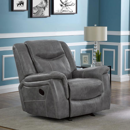 Conrad - Upholstered Padded Arm Glider Recliner - Gray