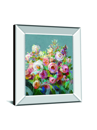 Joy Of The Garden II By Danhui Nai - Mirror Framed Print Wall Art - Blue