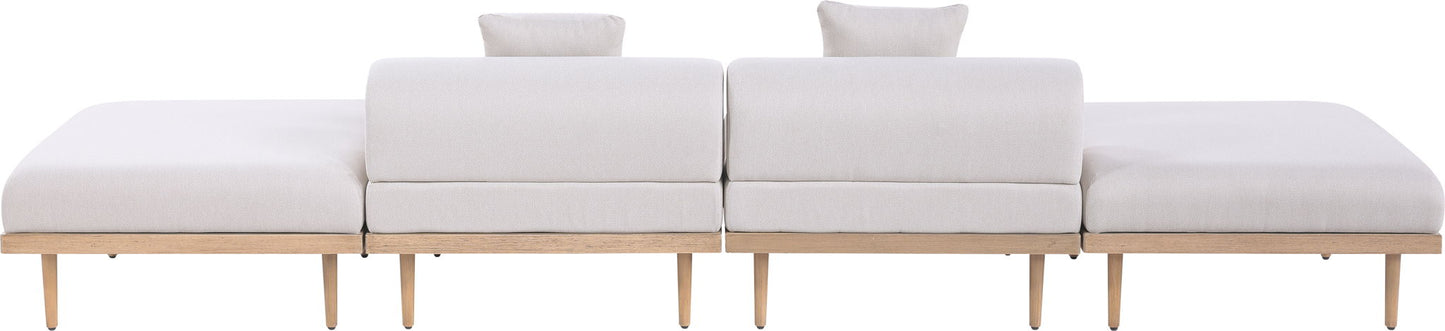 Laguna - 4 Piece 142" Outdoor Patio Armless Modular Sofa With 2 Backless Seats