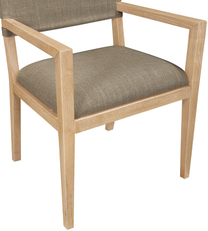 Avon - Linen Textured Performance Fabric Upholstered Dining Arm Chair