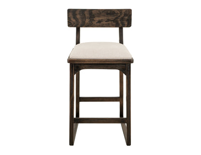 Balam - 24" Upholstered Barstool (Set of 2) - Dark Brown / Beige