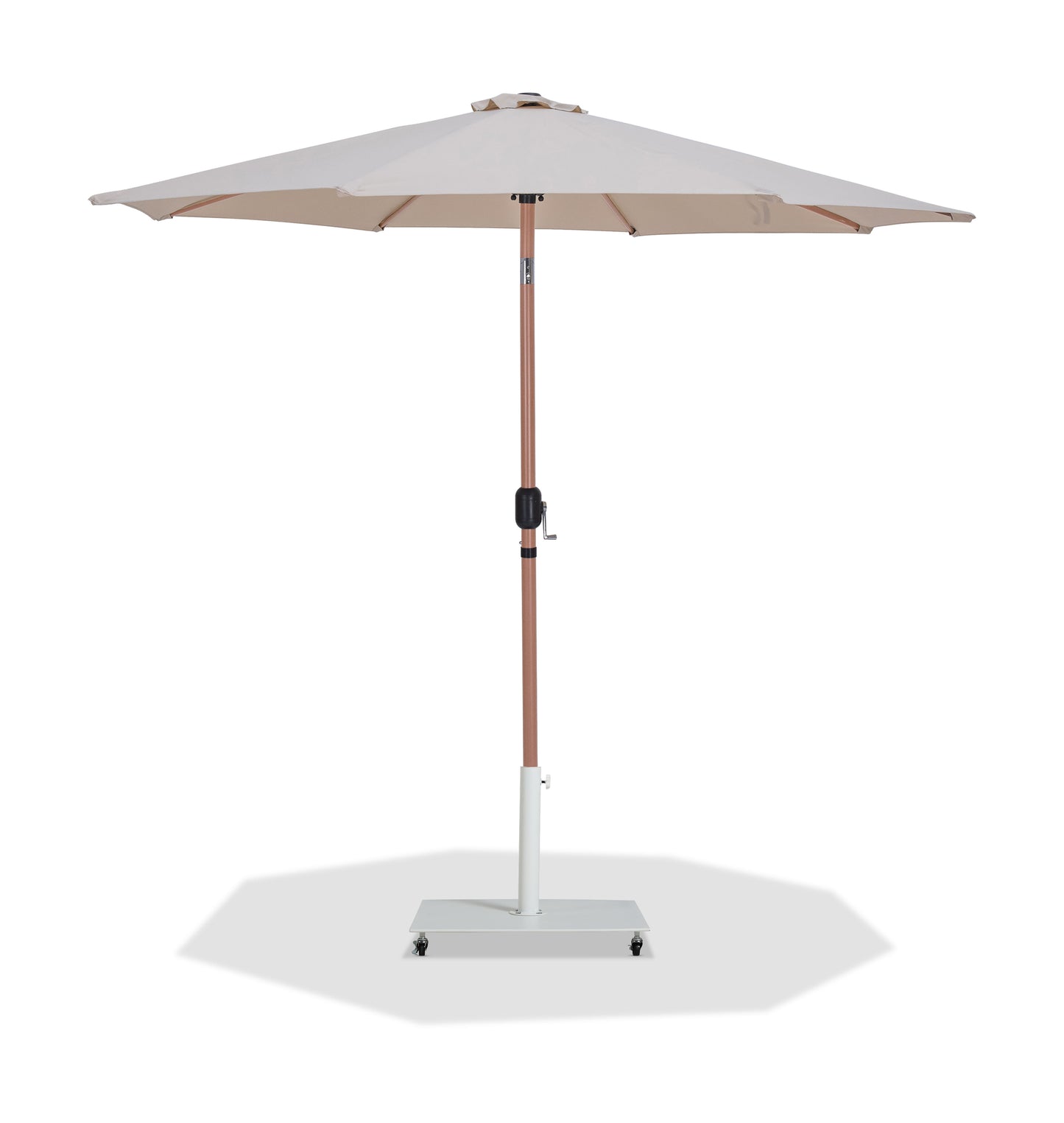 Fiji - Aluminum Patio Umbrella With Square White And Teak Base