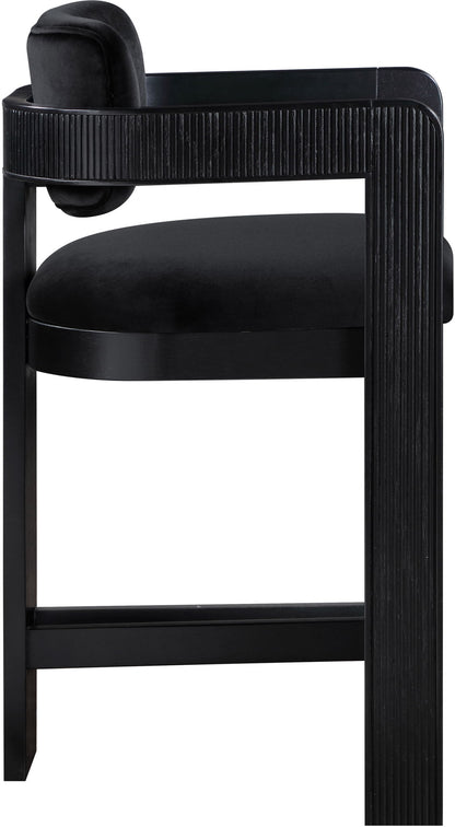 Sacha - Velvet Stool With Black Base