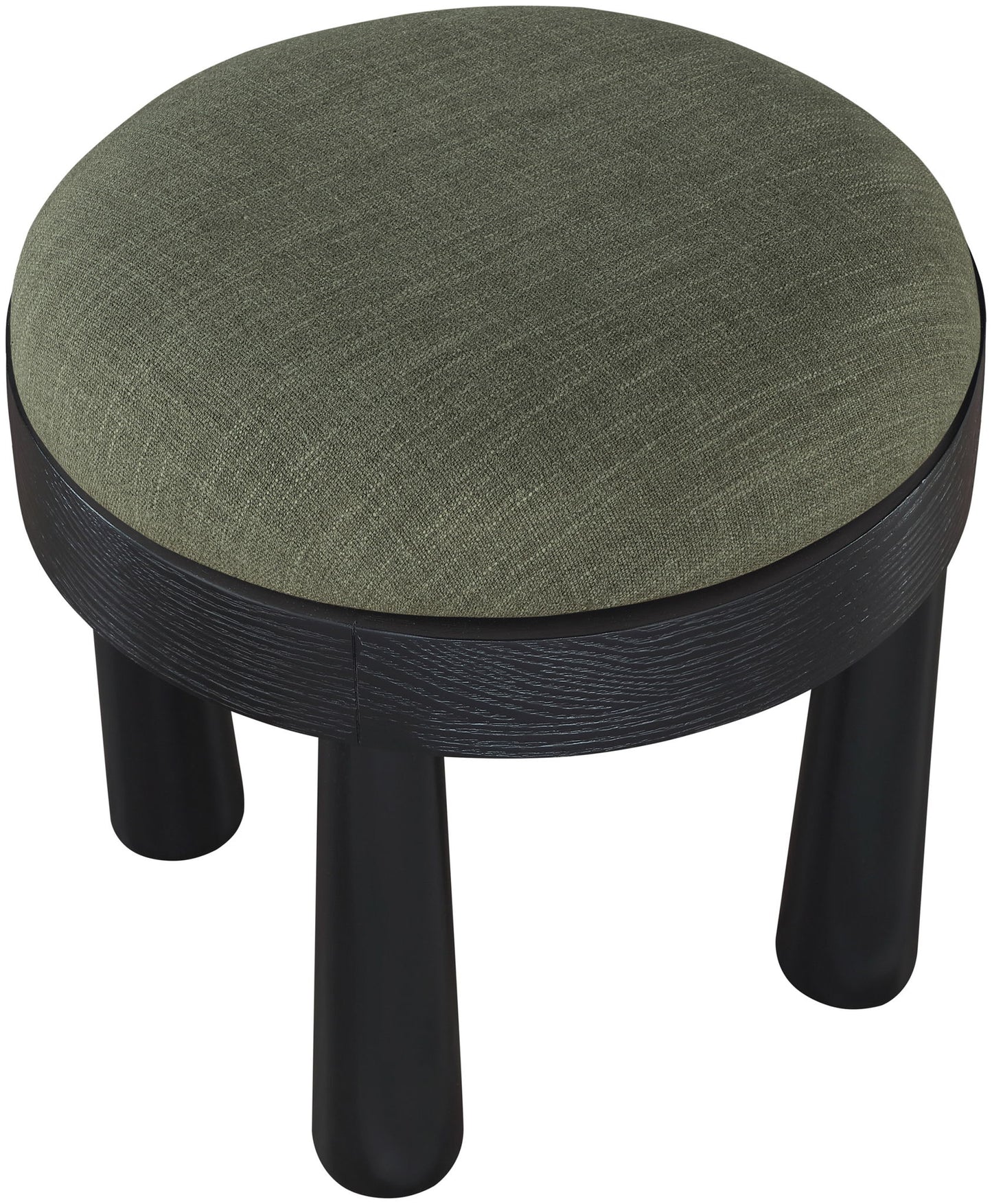 Larea - Linen Textured Fabric Ottoman - Black Base