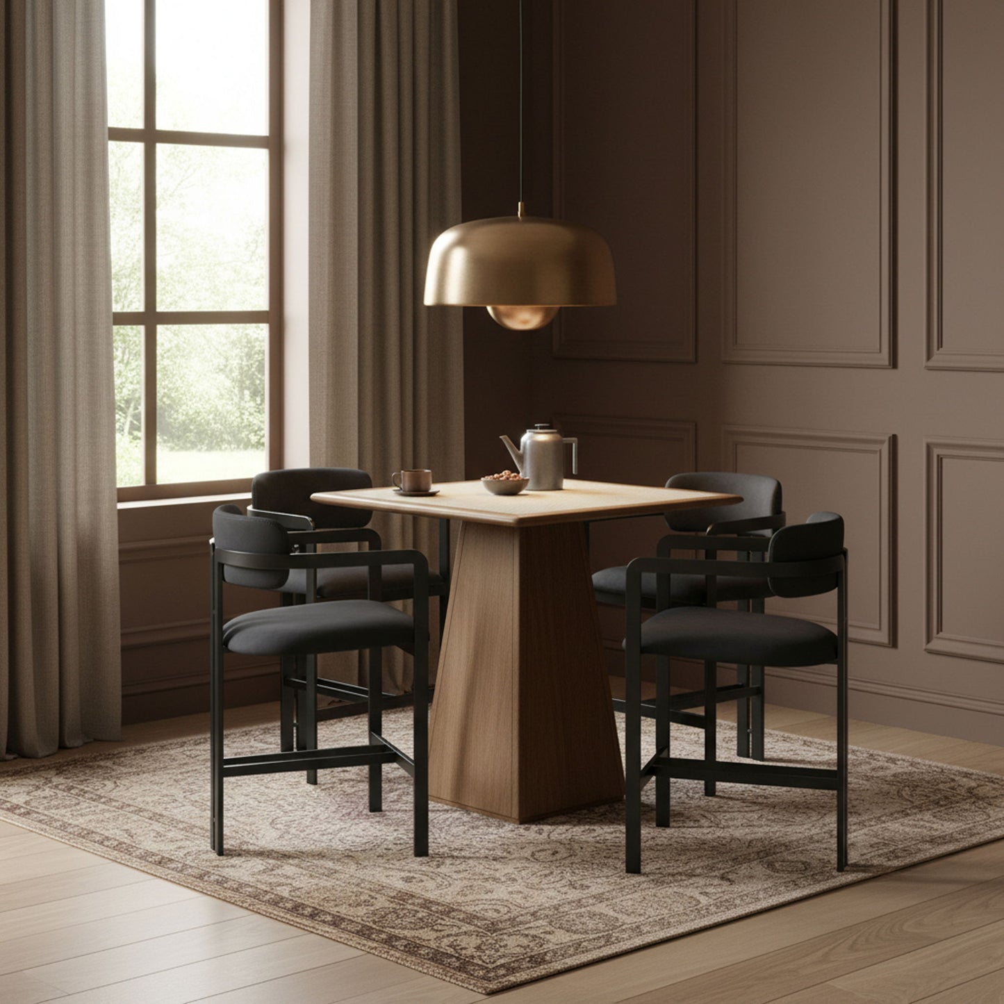 Aurum - Vegan Leather Upholstered Counter Stool With Graphite Black Base