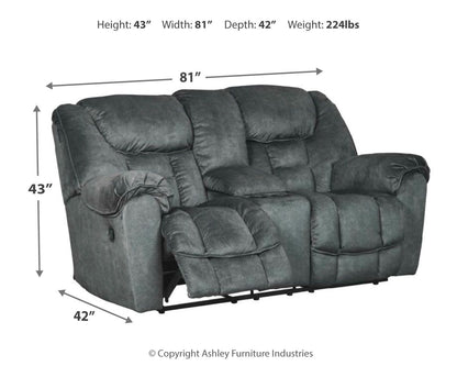 Capehorn - Granite - Dbl Rec Loveseat W/Console