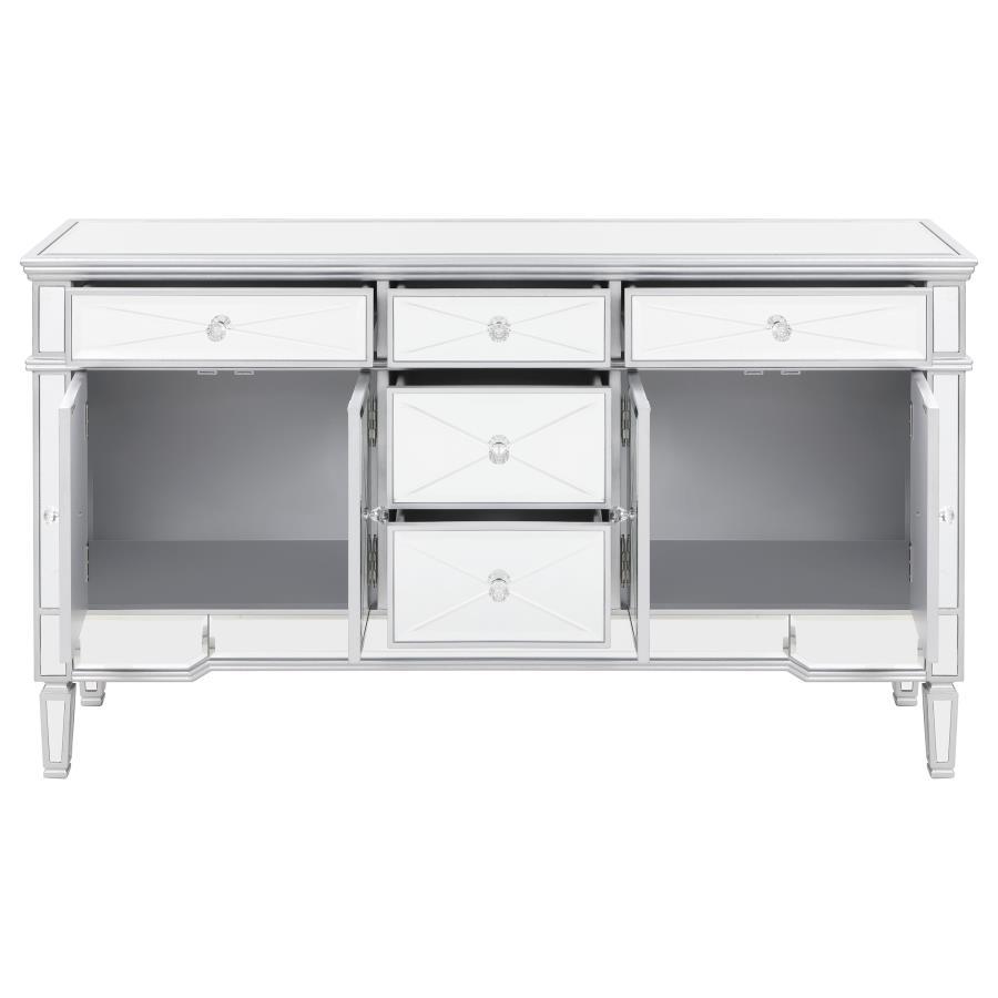 Duchess - 5-Drawer Mirrored Storage Accent Cabinet - Silver