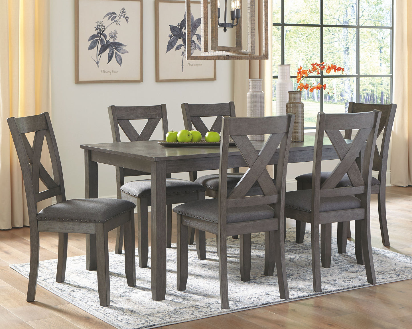 Caitbrook - Gray - Rect Drm Table Set (Set of 7)