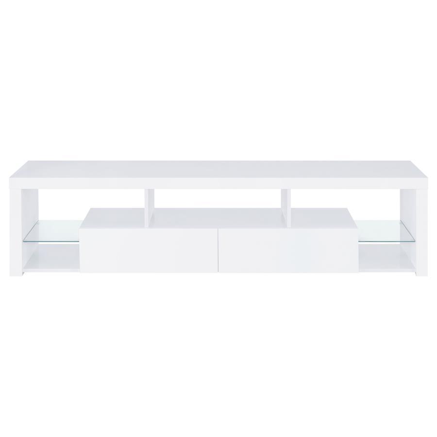 Jude - Mueble para TV de 71" con 2 cajones y estantes - Blanco brillante