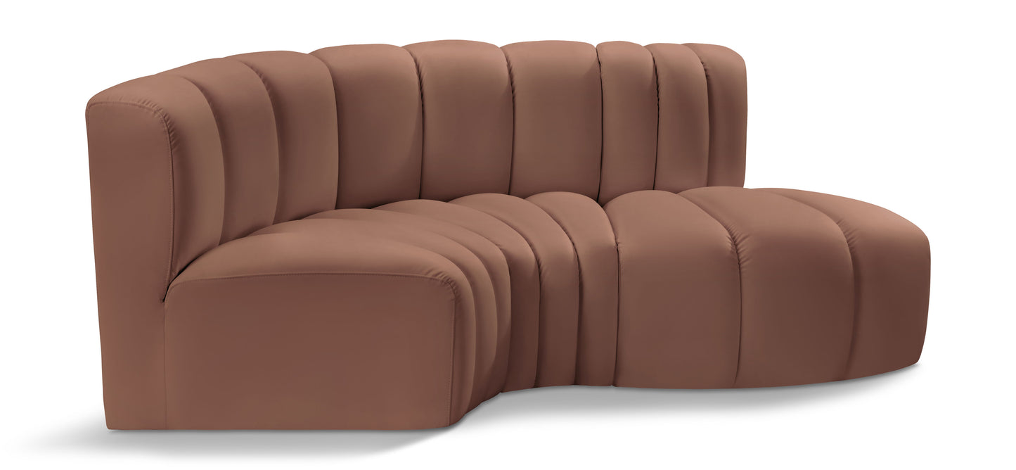 Arc - Faux Leather 3 Piece Modular L-Shaped Sofa